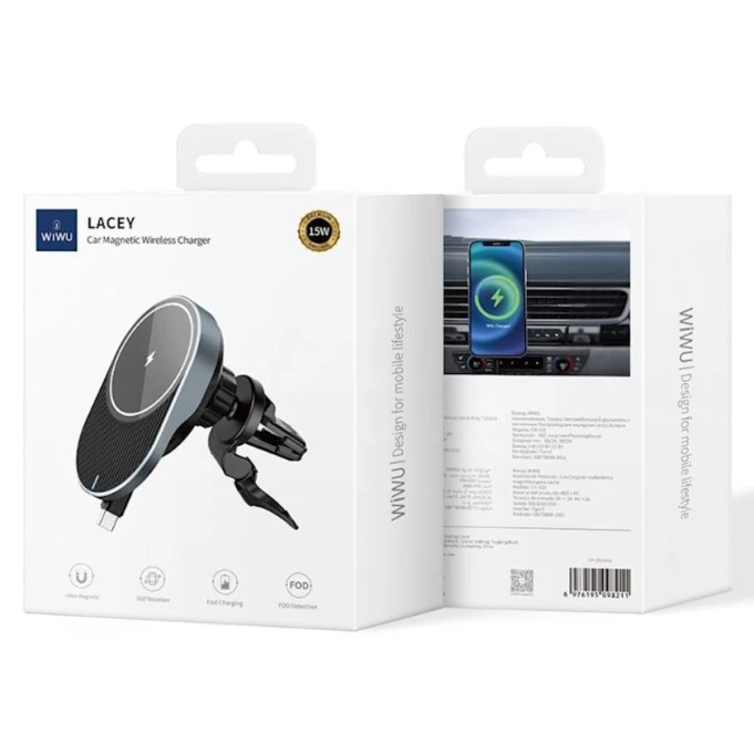 Автомобильный держатель для телефона Wiwu CH-315 15W Black Автомобильный держатель для телефона Wiwu CH-315 15W Black