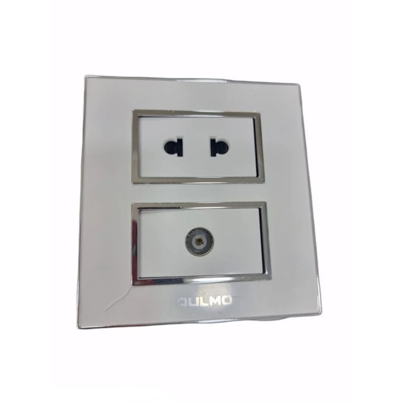 Розетка одинарная Aulmo, розетка+TV, белый с серебристым