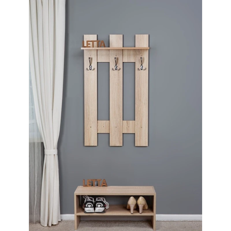 Вешалка настенная Letta Long Somona, 105x12х60 см, ЛДСП, бежевый Вешалка настенная Letta Long Somona, 105x12х60 см, ЛДСП, бежевый