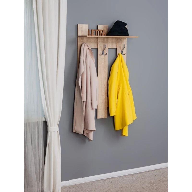 Вешалка настенная Letta Long Somona, 105x12х60 см, ЛДСП, бежевый Вешалка настенная Letta Long Somona, 105x12х60 см, ЛДСП, бежевый