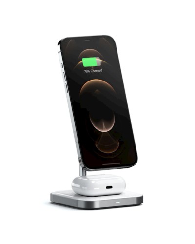 Simsiz yükləmə cihazı Satechi Aluminum 2-si 1-də Magnetic Wireless Charging Stand Space Grey (ST-WMCS2M)