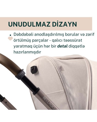 Uşaq arabası Chicco Bellagio Amber Glow, qara/bej, 106x82x55 sm, 0+ ay