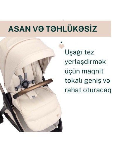 Uşaq arabası Chicco Bellagio Amber Glow, qara/bej, 106x82x55 sm, 0+ ay