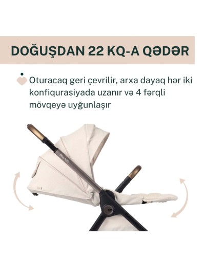 Uşaq arabası Chicco Bellagio Amber Glow, qara/bej, 106x82x55 sm, 0+ ay