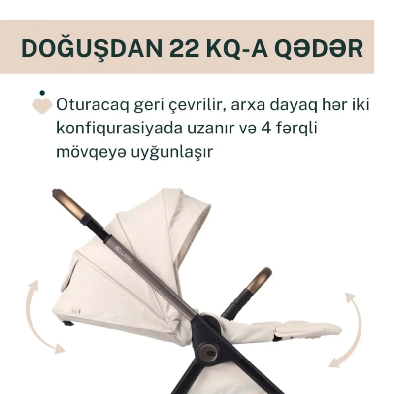 Детская коляска Chicco Bellagio Amber Glow, черная/бежевая, 106x82x55 см, 0+ месяцев