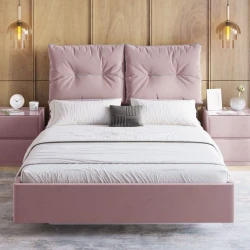 Полутороспальная кровать Art_ikili_yataq 21, ламинат, розовая, 200x160x120 см