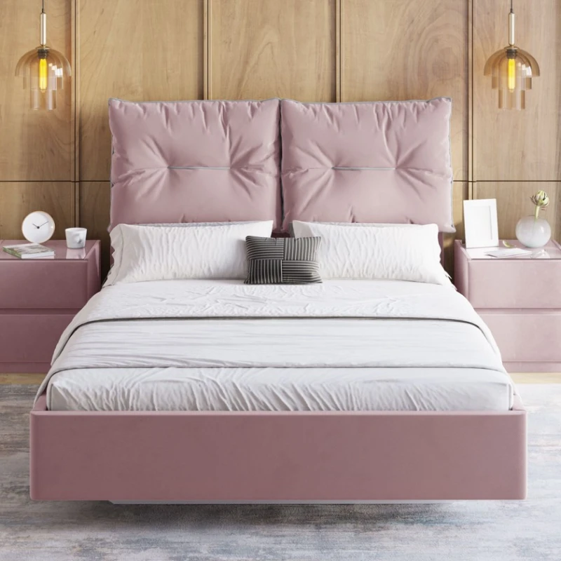 Полутороспальная кровать Art_ikili_yataq 21, ламинат, розовая, 200x160x120 см