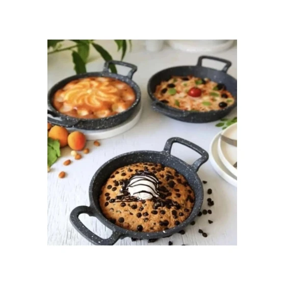 Набор сковородок с крышкой Sahan_22, 18/20/22 см, гранит, черный