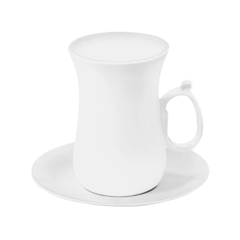 Чашка для чая с блюдцем Wilmax WL-993087/AB, фарфор, 120 мл, белый Чашка для чая с блюдцем Wilmax WL-993087/AB, фарфор, 120 мл, белый