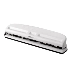 Дырокол Deli 0121, металл, 10 листов, 4 отверстий, белый