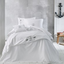 Yataq dəsti Tivolyo Home Ancora, yorğan üzü 220x240 sm, mələfə 270x280 sm, 4 əd yastıq üzü 50x70 sm, avro maksi, satin/pambıq, ağ