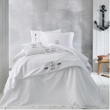 Yataq dəsti Tivolyo Home Ancora, yorğan üzü 220x240 sm, mələfə 270x280 sm, 4 əd yastıq üzü 50x70 sm, avro maksi, satin/pambıq, ağ
