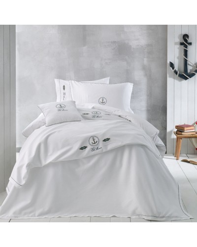 Yataq dəsti Tivolyo Home Ancora, yorğan üzü 220x240 sm, mələfə 270x280 sm, 4 əd yastıq üzü 50x70 sm, avro maksi, satin/pambıq, ağ