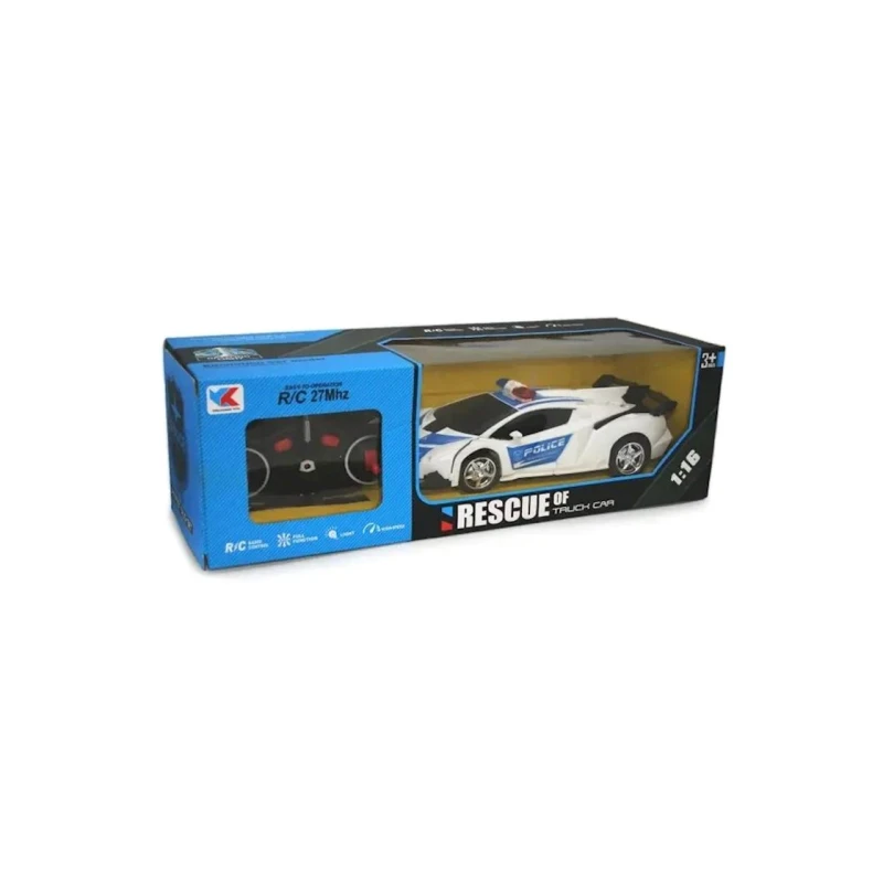 Radio ilə idarə olunan maşın-transformer Zhorya Polis 888-BD, ağ/göy, 9.5x22x6 sm, 3+ yaş