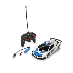 Radio ilə idarə olunan maşın-transformer Zhorya Polis 888-BD, ağ/göy, 9.5x22x6 sm, 3+ yaş