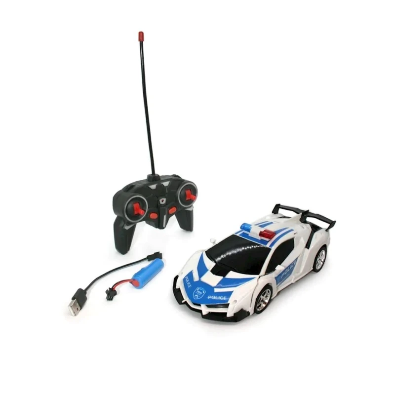 Radio ilə idarə olunan maşın-transformer Zhorya Polis 888-BD, ağ/göy, 9.5x22x6 sm, 3+ yaş