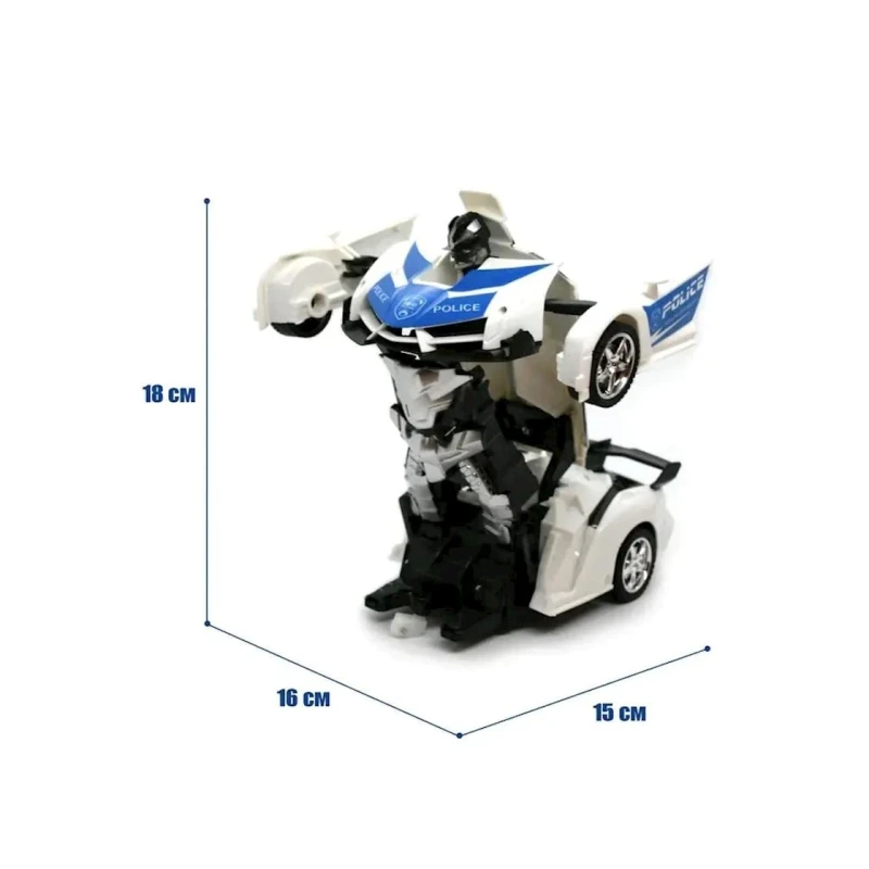 Radio ilə idarə olunan maşın-transformer Zhorya Polis 888-BD, ağ/göy, 9.5x22x6 sm, 3+ yaş