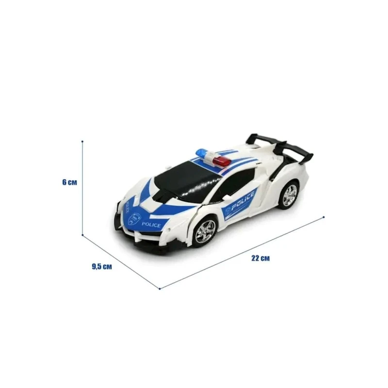 Radio ilə idarə olunan maşın-transformer Zhorya Polis 888-BD, ağ/göy, 9.5x22x6 sm, 3+ yaş