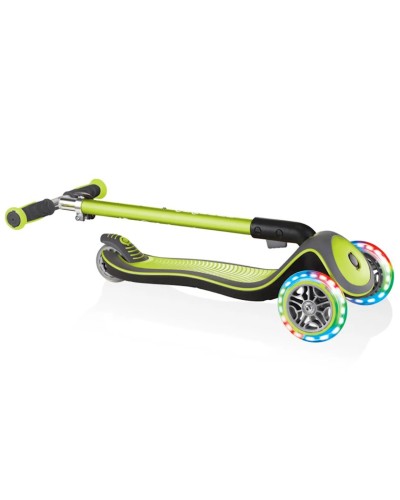 Samokat-kikbord Globber Elite Deluxe Lights, uşaqlar üçün, 3 yaşdan, maksimal çəki 50 kq, laym yaşıl
