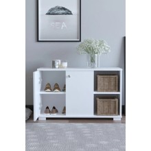 Tumba ayaqqabı üçün Ev Plus Deril, LDSP, ağ, 90x33x52 sm
