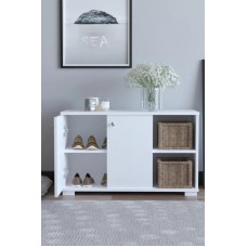 Tumba ayaqqabı üçün Ev Plus Deril, LDSP, ağ, 90x33x52 sm