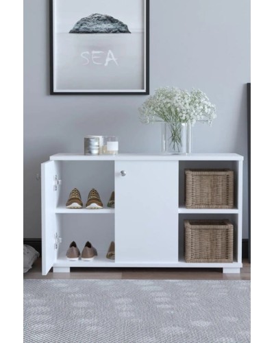 Tumba ayaqqabı üçün Ev Plus Deril, LDSP, ağ, 90x33x52 sm