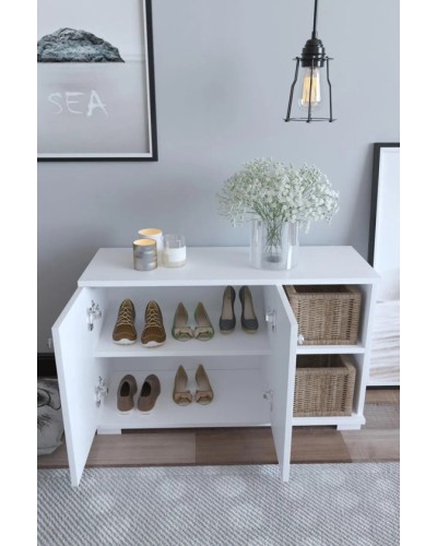 Tumba ayaqqabı üçün Ev Plus Deril, LDSP, ağ, 90x33x52 sm