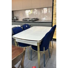 Yemək masası və stul dəsti Stil Mebel SRY-200, 4 stul, ağ-göy