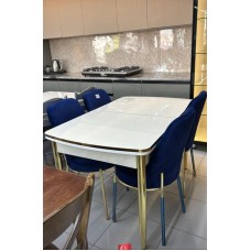 Yemək masası və stul dəsti Stil Mebel SRY-200, 4 stul, ağ-göy