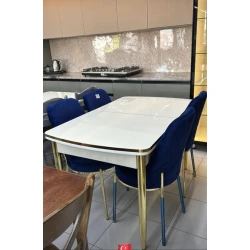 Комплект обеденный стол и стулья Stil Mebel SRY-200, 4 стула, бело-синий Комплект обеденный стол и стулья Stil Mebel SRY-200, 4 стула, бело-синий