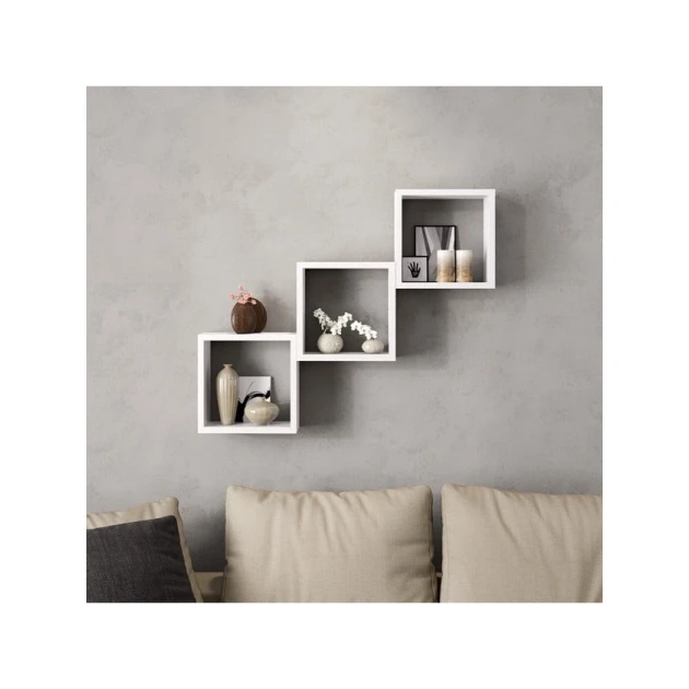 Полка настенная Art Mebel 84, ламинат, 66х96х18 см, белая Полка настенная Art Mebel 84, ламинат, 66х96х18 см, белая