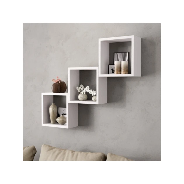 Полка настенная Art Mebel 84, ламинат, 66х96х18 см, белая Полка настенная Art Mebel 84, ламинат, 66х96х18 см, белая