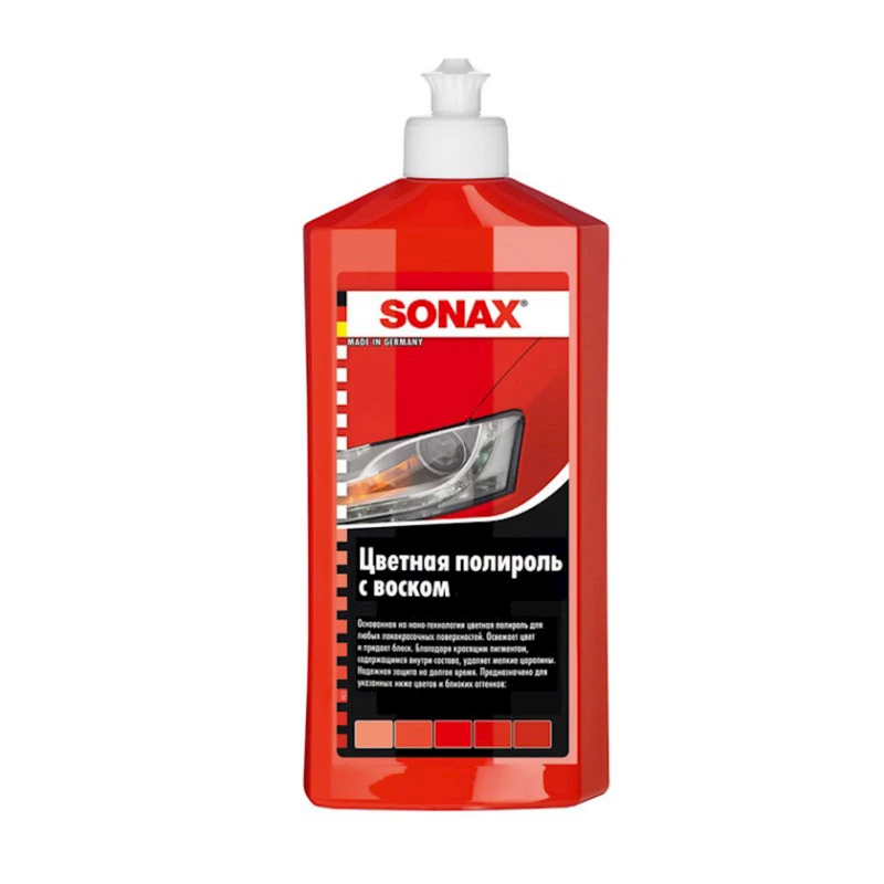 Полироль Sonax Polish + Wax Color красный, 500 мл Полироль Sonax Polish + Wax Color красный, 500 мл