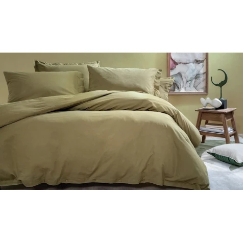 Комплект постельного белья Yataş Plain, пододеяльник 200х220 см, простыня 160x200 см, наволочка 50х70 см (2 шт), двуспальный, хлопок, зеленый Комплект постельного белья Yataş Plain, пододеяльник 200х220 см, простыня 160x200 см, наволочка 50х70 см (2 шт), двуспальный, хлопок, зеленый