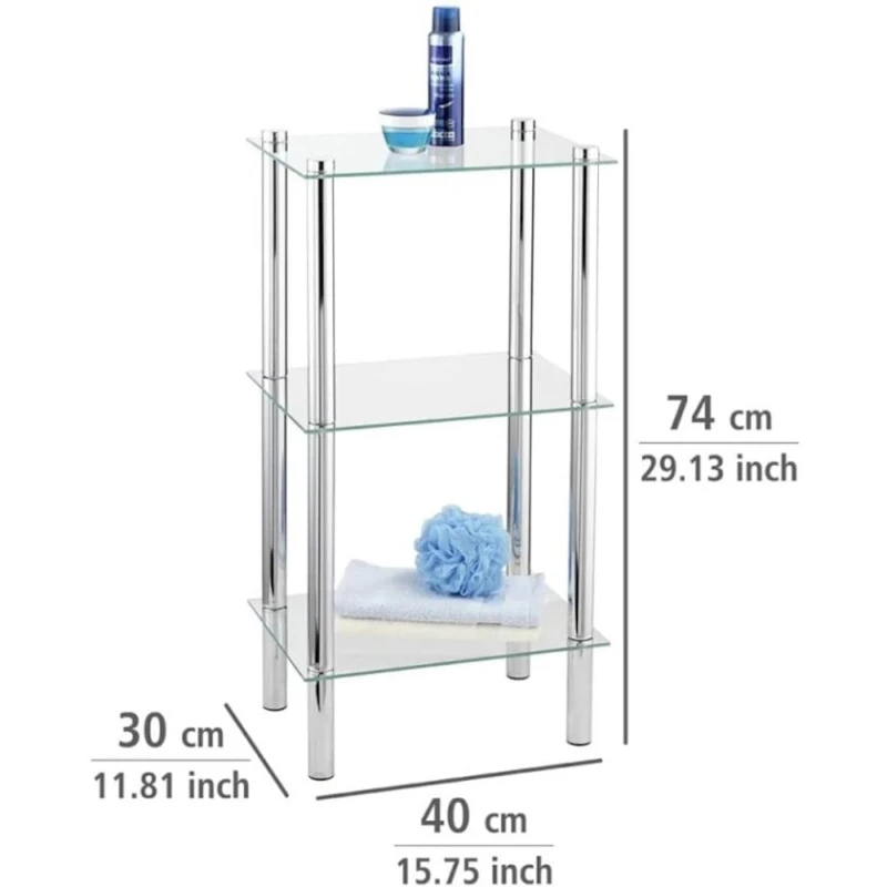 Полка для ванной Wenko, 30x40x74 см, серебристая/прозрачная Полка для ванной Wenko, 30x40x74 см, серебристая/прозрачная