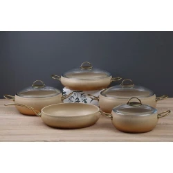 Qab-qacaq dəsti Oms SHA-00002471, qranit, krem, 9 parça