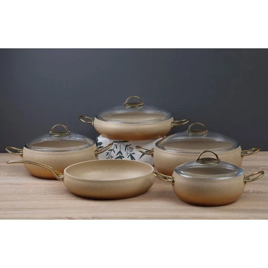 Qab-qacaq dəsti Oms SHA-00002471, qranit, krem, 9 parça Qab-qacaq dəsti Oms SHA-00002471, qranit, krem, 9 parça