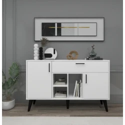 Комод Ev Plus Tino, ЛДСП, 135x40x83 см, белый Комод Ev Plus Tino, ЛДСП, 135x40x83 см, белый