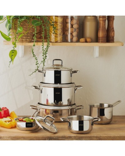 Qazan dəsti Emsan Cocinero, paslanmayan polad, gümüşü, 10 parça