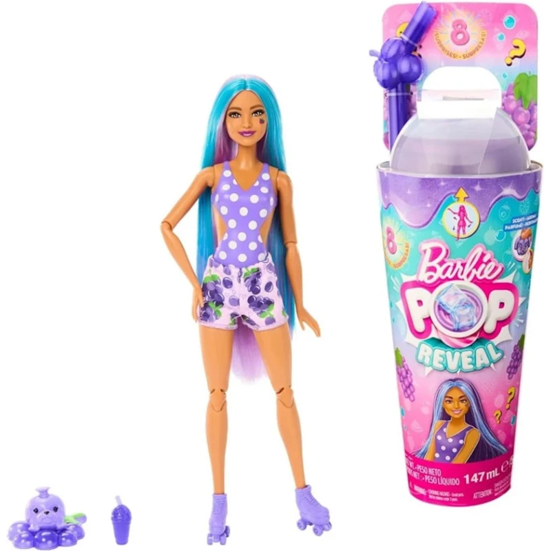 Кукла-сюрприз Mattel Barbie POP Reveal Juicy Fruit 1, 3, фиолетовая
