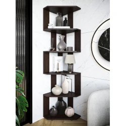 Стеллаж 3563_StellajOpenUgolBlack, 156.3х38х38 см, ЛДСП, коричевый