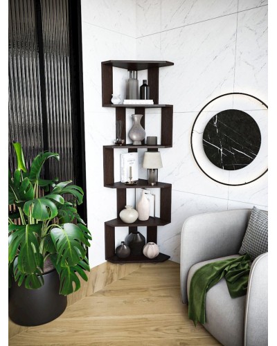 Stellaj 3563_StellajOpenUgolBlack, 156.3х38х38 sm, LDSP, qəhvəyi