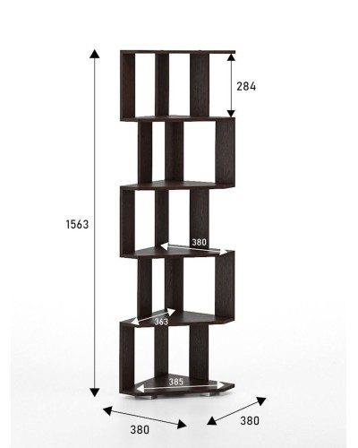 Stellaj 3563_StellajOpenUgolBlack, 156.3х38х38 sm, LDSP, qəhvəyi