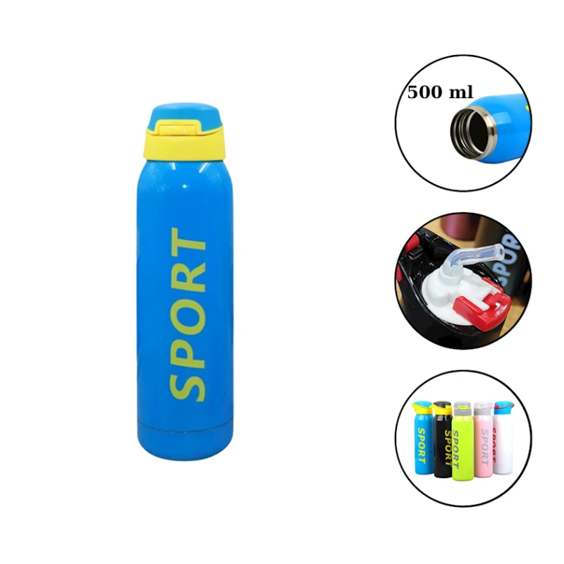 Спортивная бутылка Sport 2290 алюминий, голубая, 500 мл