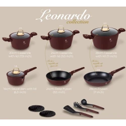 Набор кастрюль и сковородок Berlinger Haus Leonardo Collection BH-8051, 15 предметов, алюминий, трехслойное антипригарное титановое покрытие, бордовый