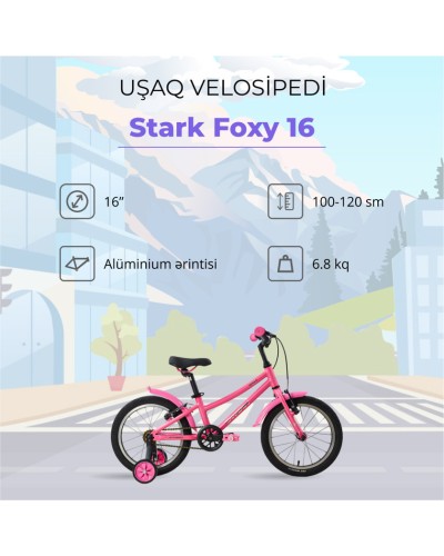 Velosiped Stark Foxy 16, çəhrayı/gümüşü, 16