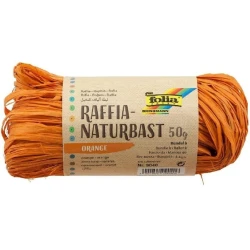 Рафия натуральная Folia, для вязания спицами и крючком, моток 50 г, оранжевый