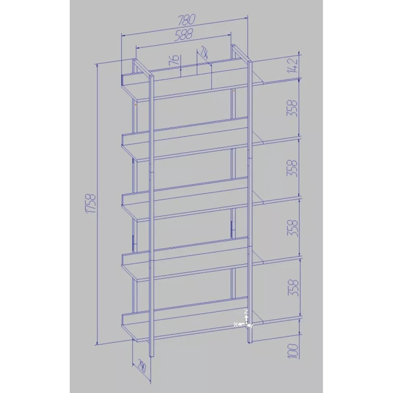 Stellaj 24x78x176 sm, LDSP, qəhvəyi