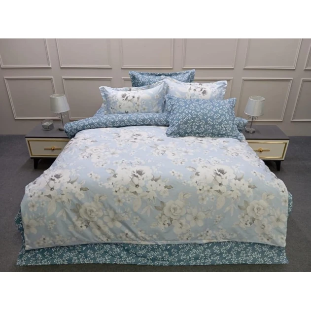 Комплект постельного белья MiraNova FS-474, односпальный, голубой, пододеяльник 160x220 см, простыня 160x220 см, наволочка 50x70 см Комплект постельного белья MiraNova FS-474, односпальный, голубой, пододеяльник 160x220 см, простыня 160x220 см, наволочка 50x70 см