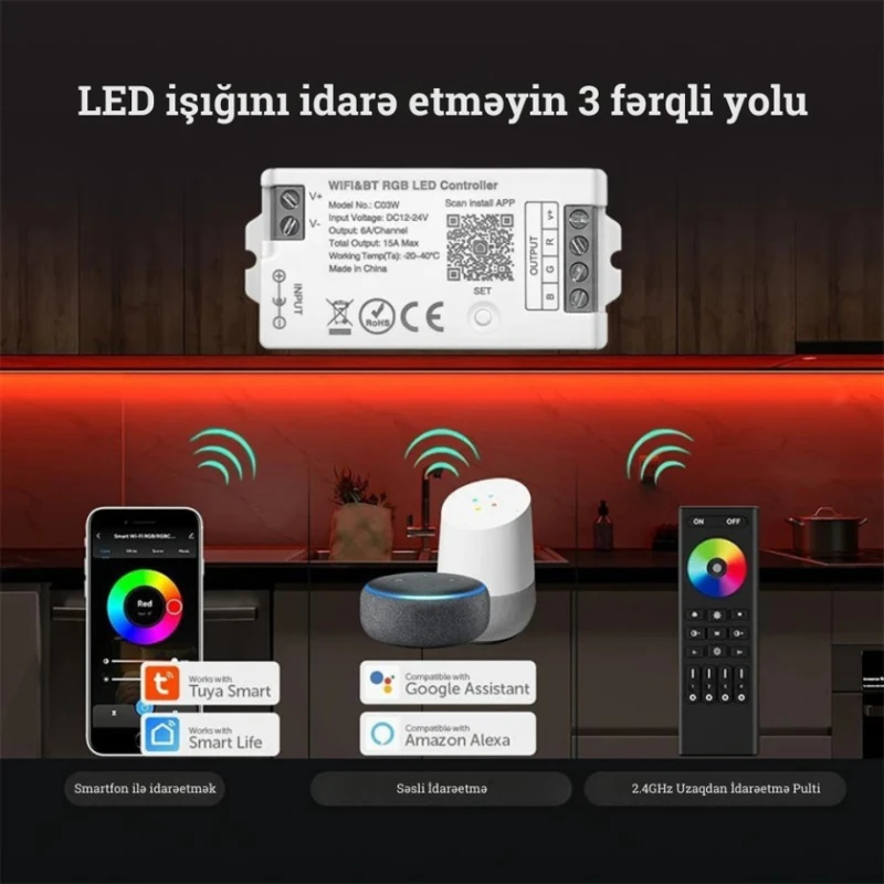 Умная система освещения Tuya C03W WiFi & Bluetooth LED Kontroller Умная система освещения Tuya C03W WiFi & Bluetooth LED Kontroller